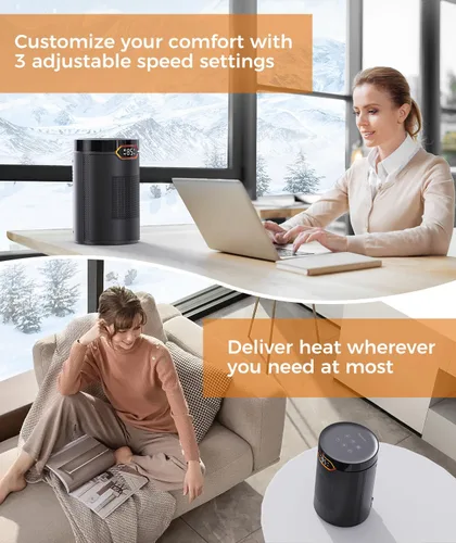 Vista 6 de BREEZOME Calentador de espacio, calentadores eléctricos portátiles para uso en interiores con termostato y temporizador de 24 horas, calentador
