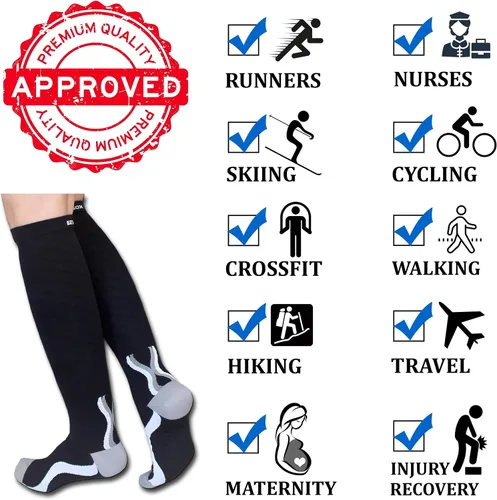 Vista 4 de Calcetines de compresión Ez Sox 20-30 mmHg, punta sin costuras para hombres y mujeres