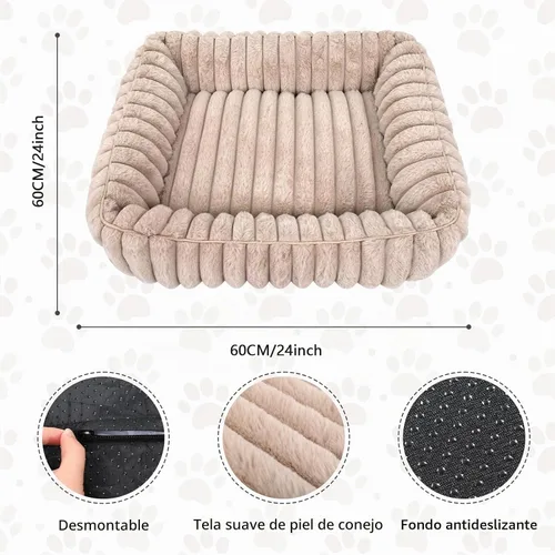 Vista 2 de Cama ultrasuave para perros y gatos pequeños y medianos, lavable a máquina, cama rectangular para mascotas con parte inferior antideslizante, tapete