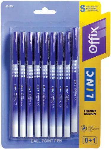 Vista 10 de linc Offix Bolígrafo [azul] - Paquete de 50 unidades, punta lisa de 0.00 pulgadas, tinta de baja viscosidad para escritura constante sin saltos