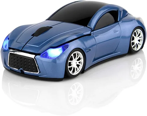 Vista 7 de Ai5G Ratón de coche de carreras inalámbrico Ratón en forma de coche deportivo 2.4GHz Luz LED Decoración de superficie brillante Escritorio Portátil