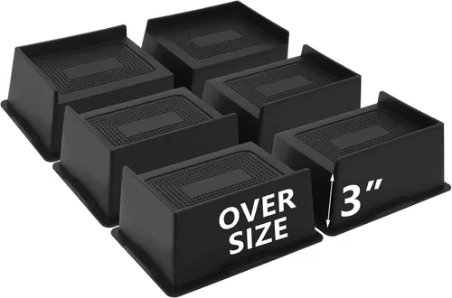 Vista 12 de Paquete de 4 elevadores de cama de 2 pulgadas, elevadores de muebles de gran tamaño resistentes, elevadores de cama extra anchos para mesa, sofá