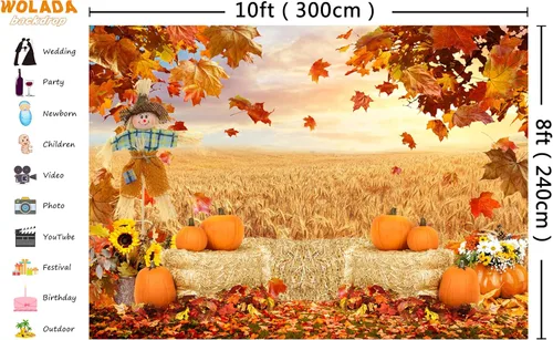 Vista 3 de Fondos de otoño para fotografía Fondo de otoño 10x8FT 12608