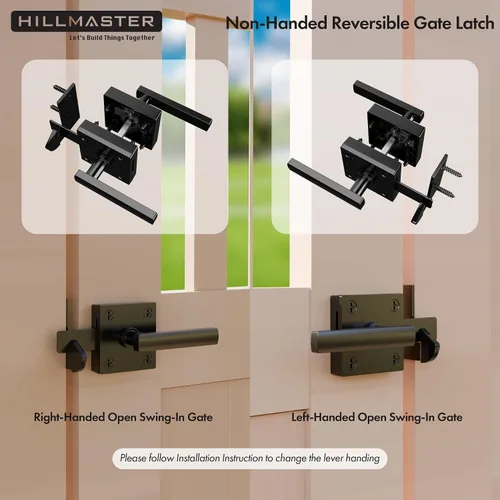 Vista 2 de Pestillo de puerta de doble lado HILLMASTER para valla de madera, pestillo de puerta basculante resistente para valla exterior, pestillo de puerta