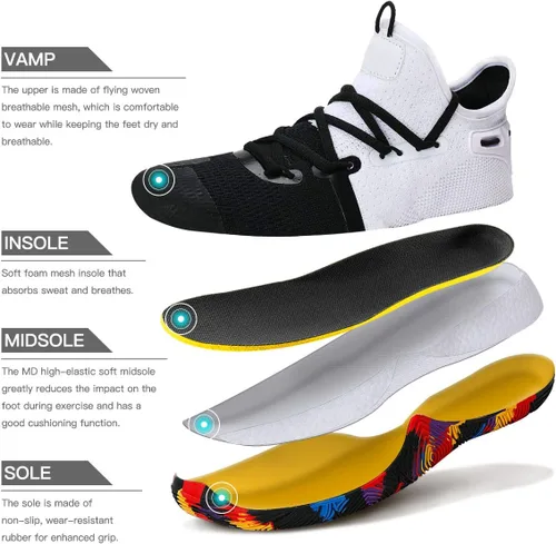 Vista 2 de ASHION Zapatos de baloncesto para hombre, tenis de baloncesto medios, antideslizantes, para entrenamiento con amortiguación al aire libre