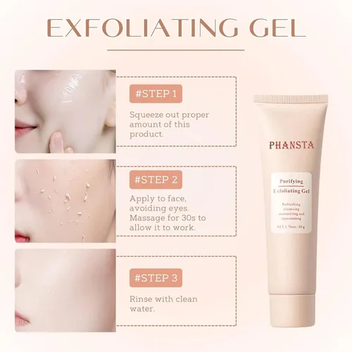 Vista 6 de Gel exfoliante purificador, gel exfoliante purificante, gel hidratante purificador, exfoliante suave para cara, limpiador exfoliante facial de 2