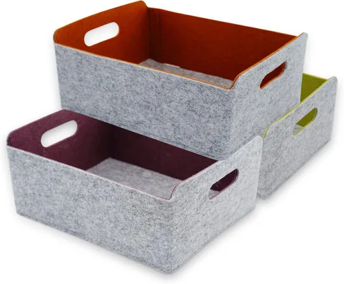 Vista 25 de Welaxy Cestas de almacenamiento plegables de fieltro, cubos de almacenamiento para estantes, caja de fieltro para niños, juguetes, revistas, libros