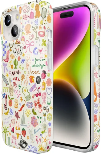 Vista 4 de Casely Funda para iPhone 15 Todas las cosas divertidas Diversión en días laborables Compatible con MagSafe Diseño clásico de carcasa