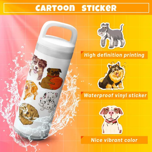 Vista 8 de The Dog Stickers 50 piezas de vinilo impermeable acuarela paquete de calcomanías de viaje para botella de agua, portátil, guitarra, patineta, coche