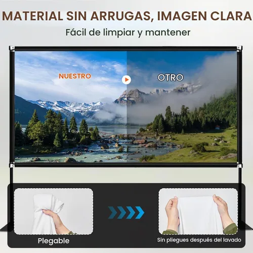 Vista 3 de VEVOR Pantalla de cine para exteriores con soporte, pantalla de película portátil de 150 pulgadas, pantalla de proyector de gran angular HD 16:9