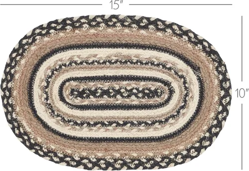 Vista 4 de VHC Brands Sawyer Mill, Dining Table Placemat, Braided Jute, Oval, Charcoal Creme, 10x15, 8 Pack 8 Pack
