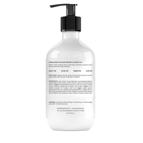 Vista 2 de Deep Steep High Shine - Champú de aceite de coco, 17 onzas, champú hidratante con aloe vera, aceite de argán, proteína de arroz y glicerina, sin