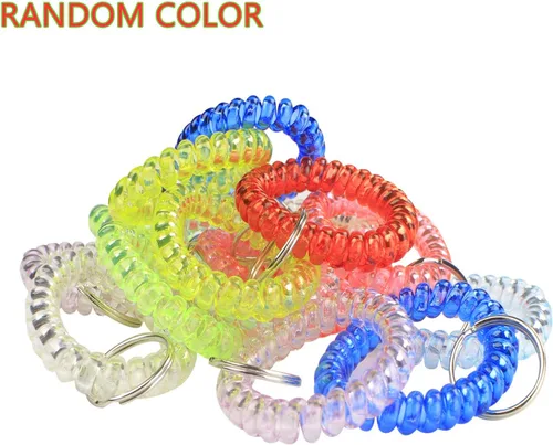 Vista 7 de BIHRTC Llavero elástico flexible de la pulsera de la primavera de la bobina espiral de la transparencia, al azar