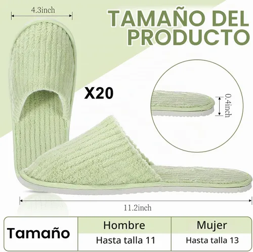 Vista 3 de Panitay 20 pares de pantuflas de spa reutilizables para invitados, lavables con triple capa de forro polar coral para el hogar, interiores, hoteles
