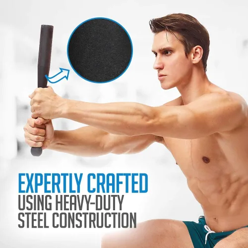 Vista 3 de Logest Steel Mace Club de Ejercicio - Mazas Indias de Acero Resistente Perfectas para Entrenamiento de Fuerza y Rehabilitación Mejora el Agarre