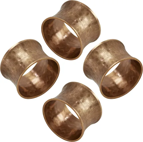Vista 2 de SARO LIFESTYLE Servilleteros clásicos de latón (juego de 4) – Silueta curva suave para un estilo de mesa atemporal Oro oscuro