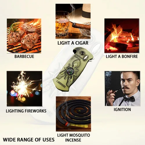 Vista 5 de Fun Compass - Encendedor multifuncional a prueba de viento, encendedor creativo de paso, encendedor de butano recargable, inflable, fresco, regalo