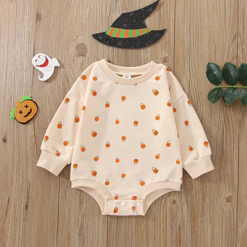 Vista 27 de Sudadera de calabaza para bebé, niña, niño, Halloween, sudadera de gran tamaño, mameluco de burbujas, suéter