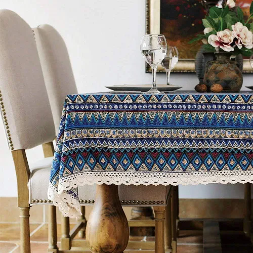 Vista 8 de Bringsine - Mantel de lino lavable, diseño vintage, varios tamaños