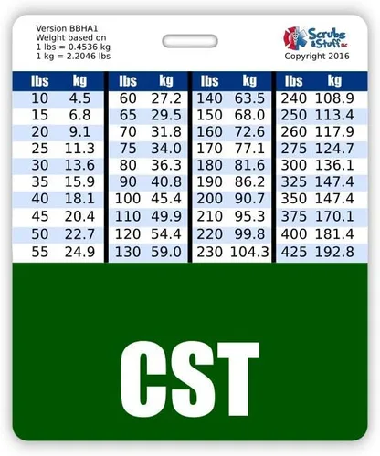 Vista 21 de CST Badge Buddy - Tablas de conversión horizontales con altura y peso (estándar, negro)
