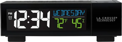 Vista 3 de La Crosse Technology 616-1950-INT Reloj despertador con proyector emergente de barra y puerto de carga USB