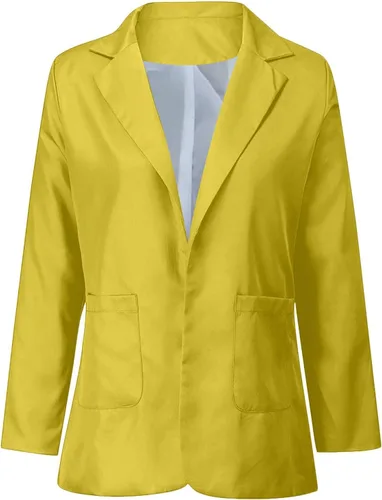 Vista 4 de Blazers para mujer de negocios, casual, tallas grandes, chaquetas de traje de manga larga, chaqueta de trabajo y oficina, chaqueta de frente