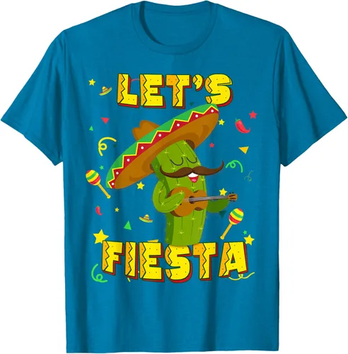 Vista 7 de Cinco De Mayo - Camiseta de regalo con sombrero de cactus Let's Fiesta, Negro, S