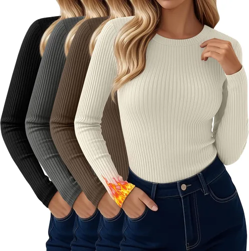 Vista 5 de Paquete de 4 camisas térmicas de manga larga acanaladas