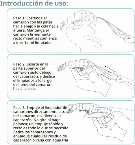 Vista 6 de Luvan Herramienta de diseño de camarones, Deveiner de camarones con hoja afilada de acero inoxidable y mango antideslizante, herramienta para pelar