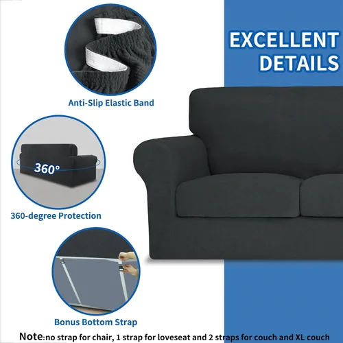 Vista 125 de MAXIJIN 2 piezas de fundas para silla con brazos, funda para silla de sofá para sala de estar, funda elástica para perros para una silla con 1 cojín