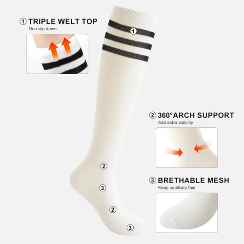 Vista 2 de BONANGEL Kids Soccer Socks 6-8 Years Old, Boys Girls Knee High Athletic Sports Football Baseball Socks 8-10 10-12 Years