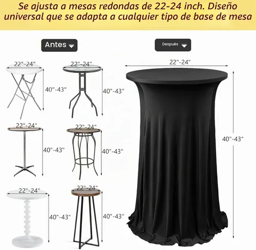 Vista 2 de ANMINY Mantel de cóctel con falda de volantes, color negro, 24 x 43