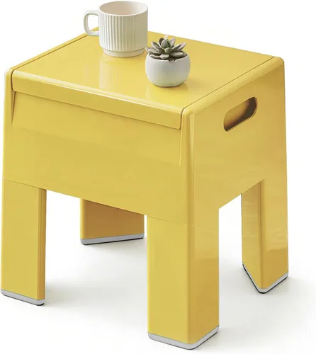 Vista 10 de Mesita de noche mesa de cabecera con espacio de almacenamiento, mesa auxiliar multifuncional de plástico colorido, mesa auxiliar pequeña