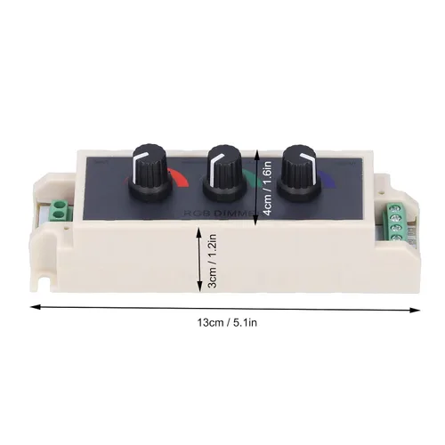 Vista 6 de Controlador RGB, atenuador de perilla RGB ajustable de 3 canales, para módulos RGB, tira de luz LED