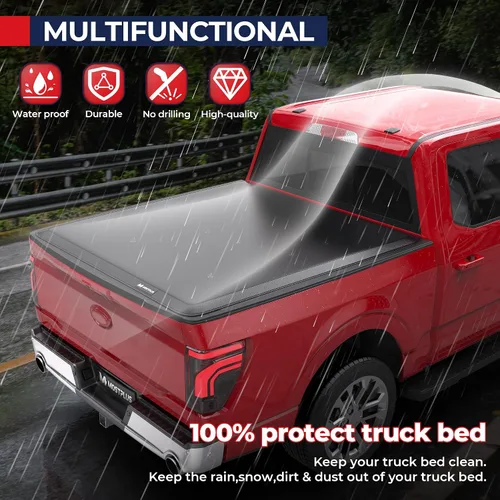 Vista 5 de MOSTPLUS Cubierta enrollable de vinilo suave para caja de camioneta Tonneau compatible con Ford Ranger 1982-2011 para cama de 6 pies