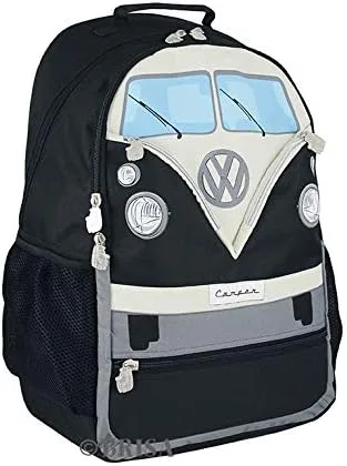 Vista 3 de BRISA VW Collection - Mochila universitaria para laptop de senderismo Volkswagen en diseño de autocaravana T1 (30 L7.9 galonesgrande), Negro