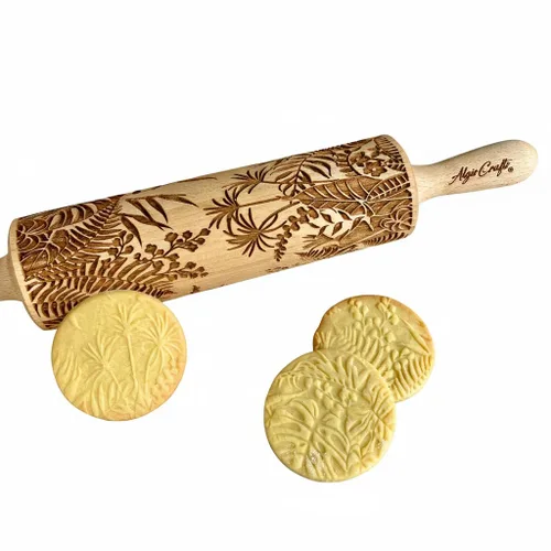Vista 5 de CANNABIS ROLLING PIN PATRÓN CON HOJAS DE CANNABIS para COOKIES EMBOSSED