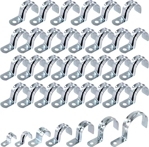 Vista 8 de Swpeet 30 piezas de 1-1/2 "(40 mm) zinc plateado un agujero EMT correa de tubo, correas de tubería U soporte de tubo abrazadera de tubo 1 agujero a