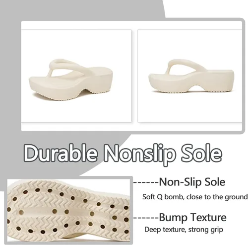 Vista 4 de Chanclas de plataforma para mujer con soporte de arco, informales, cómodas, sandalias de plataforma para verano, sandalias de playa