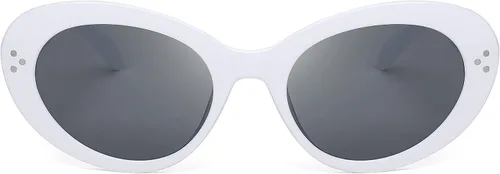 Vista 2 de FEISEDY Y2k - Gafas de sol ovaladas para mujer, gruesas, atrevidas, retro, redondas, con diseño de ojo de gato, B2313