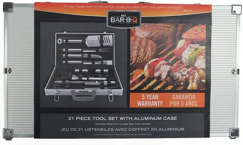 Vista 2 de Mr. Bar-B-Q 02066Y Silver Prestige Juego de herramientas de 21 piezas en estuche