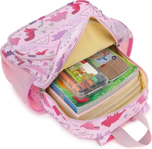 Vista 7 de CAMTOP Linda mochila para niños pequeños, bolsa escolar de animales de dibujos animados en 3D para niñas, niños, guardería de viaje, 2806 Dinosaurio