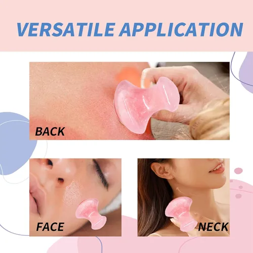 Vista 2 de Seta Gua Sha Natural Cuarzo Rosa Aventurina Gua Sha Hongo Masajeador Facial Piedra para Ojos Cuello Belleza Spa Masaje Relajante Piedra Masaje