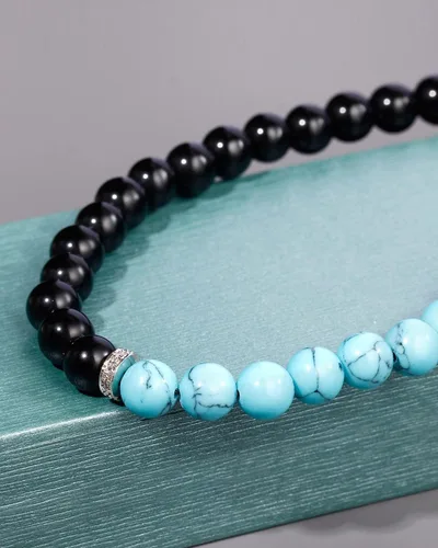 Vista 6 de XHUUU Collares largos de obsidiana negra para mujeres y hombres, collar de cristal turquesa creado para meditación o yoga, cristales y piedras