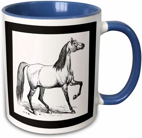 Vista 12 de 3dRose Vintage Horse Sketch - Taza negra de dos tonos (11 oz)