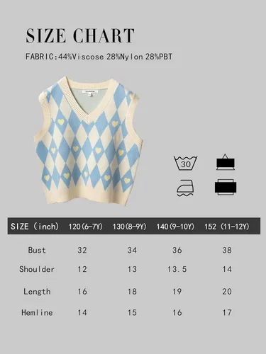 Vista 5 de Crochetist Chaleco de suéter para niños, chaleco para niñas, cuello en V, linda camiseta sin mangas