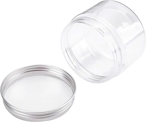Vista 3 de Bekith Paquete de 20 tarros de plástico transparente de 4 onzas con tapas de rosca, recipientes pequeños redondos recargables sin BPA