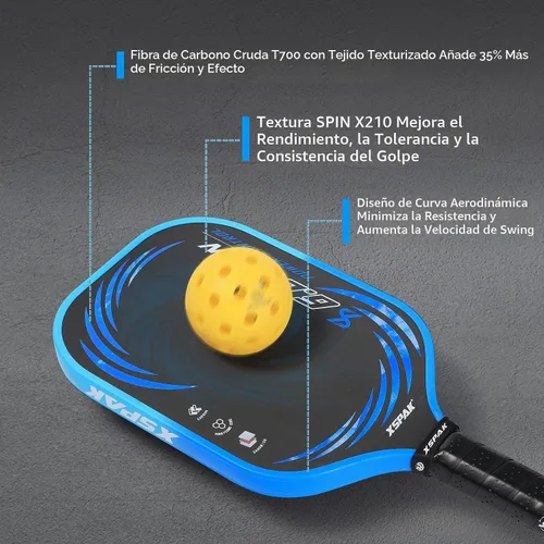 Vista 4 de Pickleball Paddle, T700 Carbon Fiber Abrasion-Resistant Surface, 19MM Polypropylene Honeycomb core, USAPA Approved, High Grit,The Sandwich Core Azul