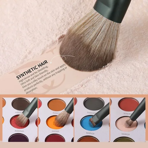 Vista 4 de DUcare Brochas de maquillaje, 14 piezas con 3 esponjas de maquillaje, bolsa de cosméticos y peine de pestañas