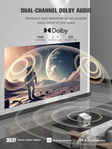 Vista 5 de 【Google TV con Licencia Oficial】Proyector Inteligente 4K con WiFi y Bluetooth, Proyectores para Exteriores VOPLLS con Dolby